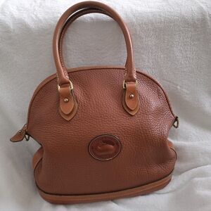Vintage 90s Dooney & Bourke Norfolk Case Satchel Bag Brown Leather Western Chic